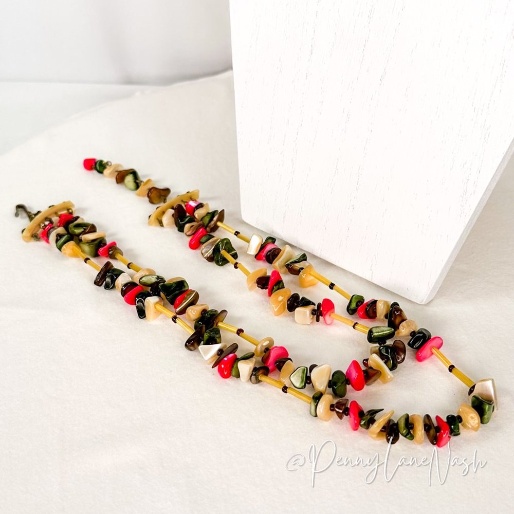 Vintage Double Strand Rocky Beaded Necklace - Picture 7 of 7